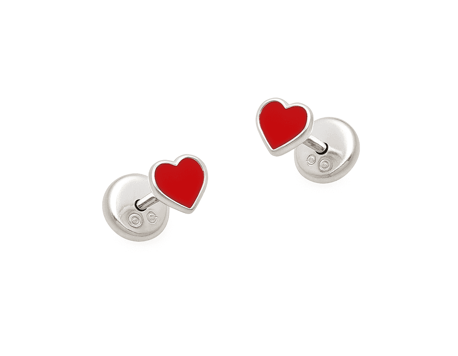 Brinco BabyPress Coração Vermelho Prata 925 - 700... - MEDALS STORE