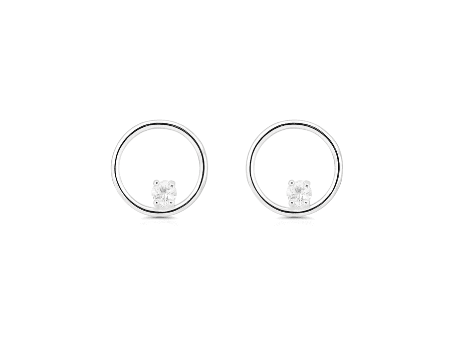 Brinco Redondo Com Zirconia Prata 925 - 6040 - MEDALS STORE