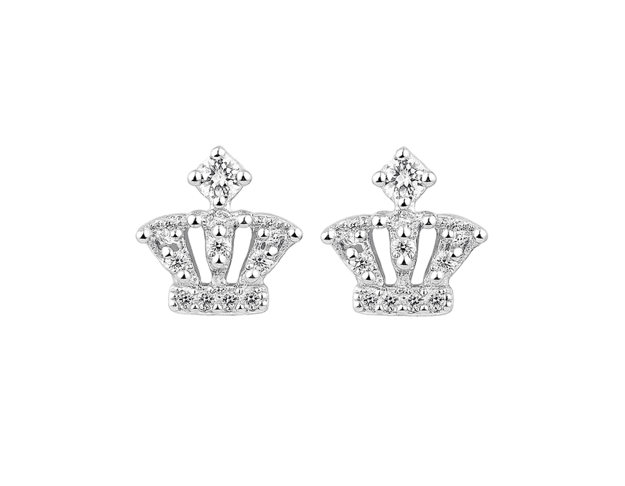 Brinco Coroa Cristal Prata 925 - 6065 - MEDALS STORE