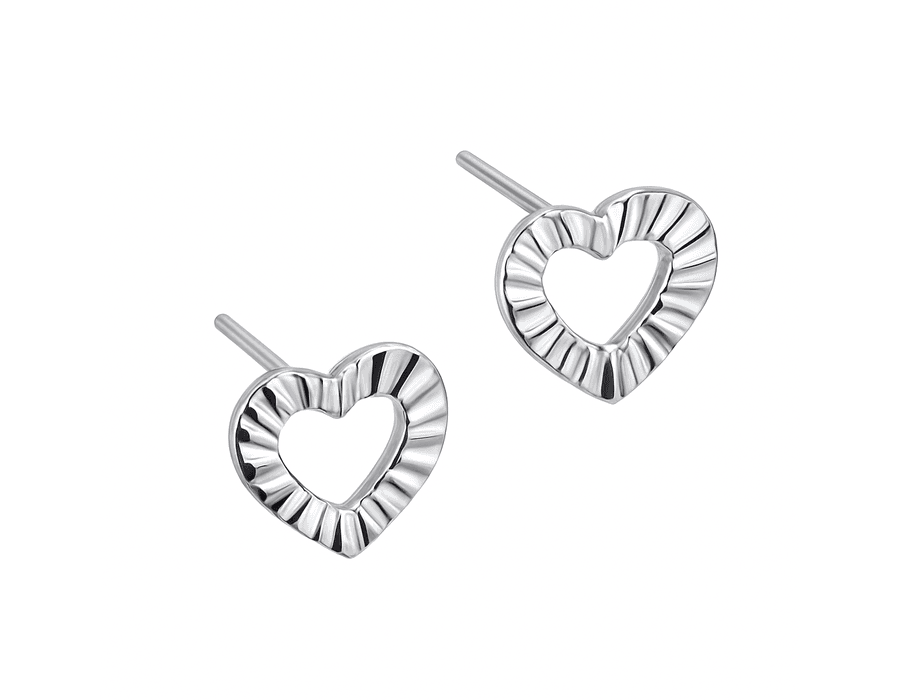 Brinco Coração Risc Vazado Prata 925 - 6036 - MEDALS STORE