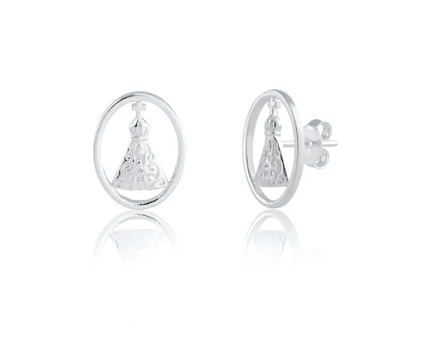 Brinco Nossa Senhora Prata 925 - 6013 - M S ACESSORIOS