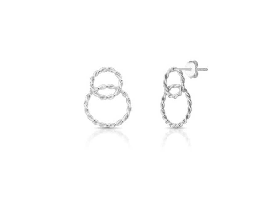 Brinco Duplo Redondo Trabalhado Prata 925 - 6074 - MEDALS STORE