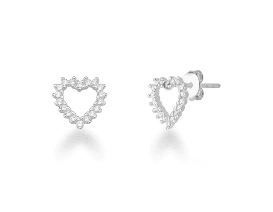 Brinco Coração Cravejado Prata 925 - 6006 - MEDALS STORE