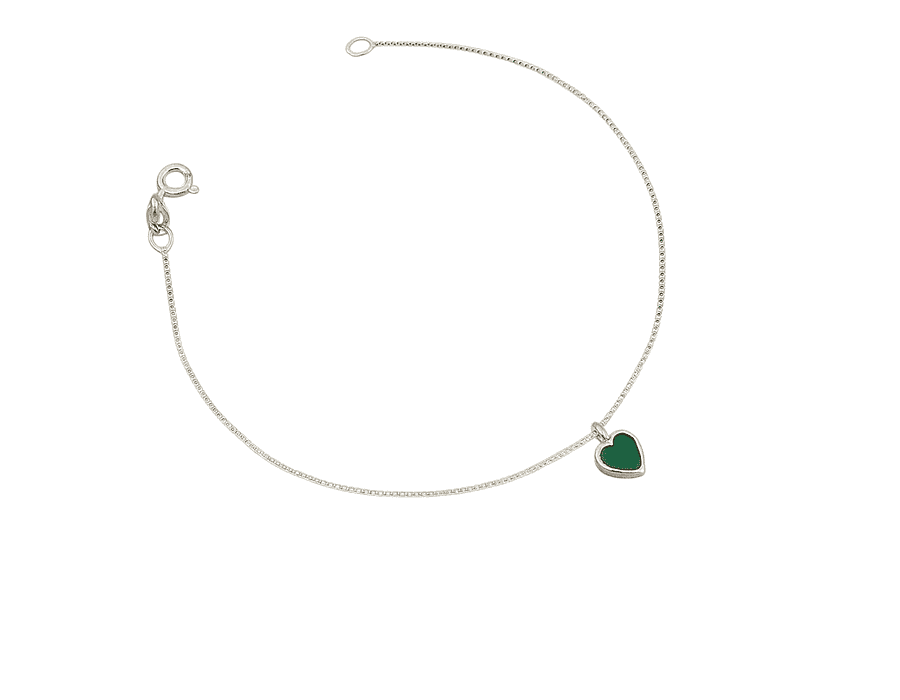 Pulseira Coração Esmeralda Prata 925 - 6149 - MEDALS STORE