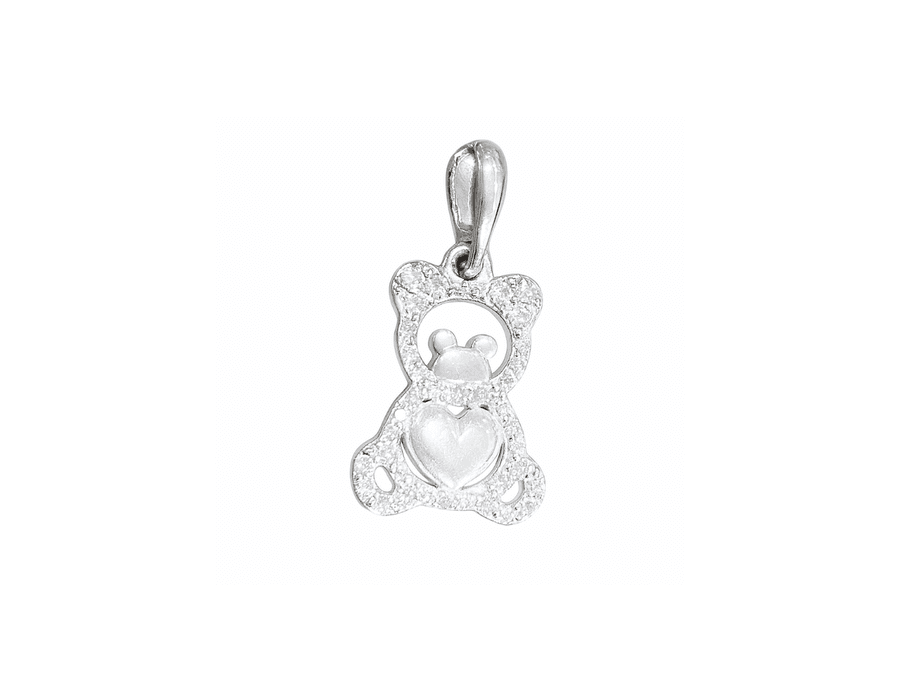 Pingente Ursinho Coração Prata 925 - 6145 - MEDALS STORE