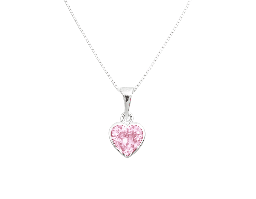 Colar Coração Rosa Prata 925 - 3767 - MEDALS STORE