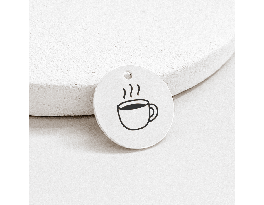 Pingente Personalizado Café Prata 925 - 8780 - MEDALS