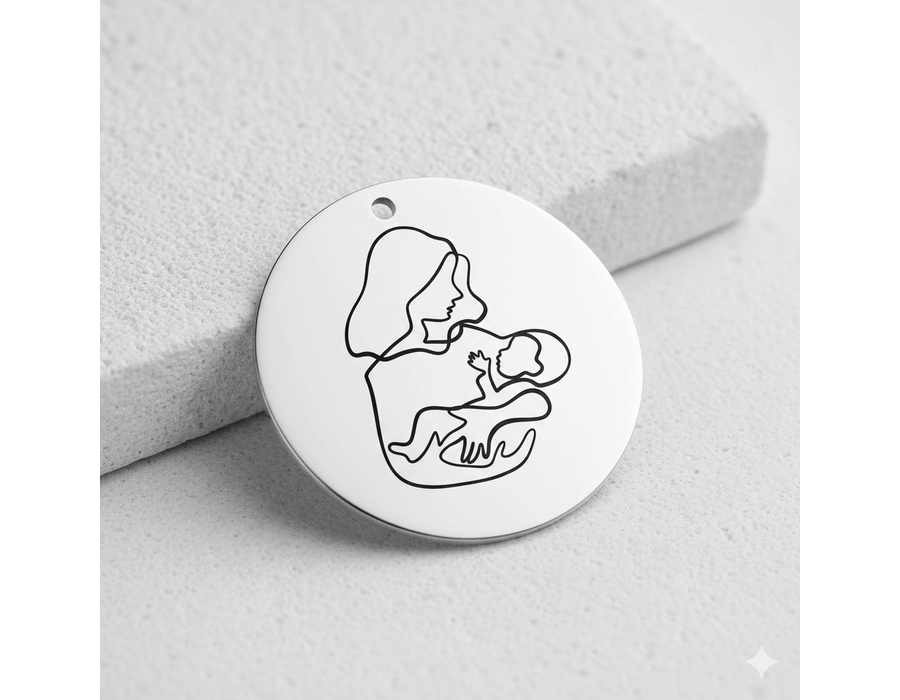 Pingente Personalizado Mãe E Bebê Prata 925 - 872... - MEDALS