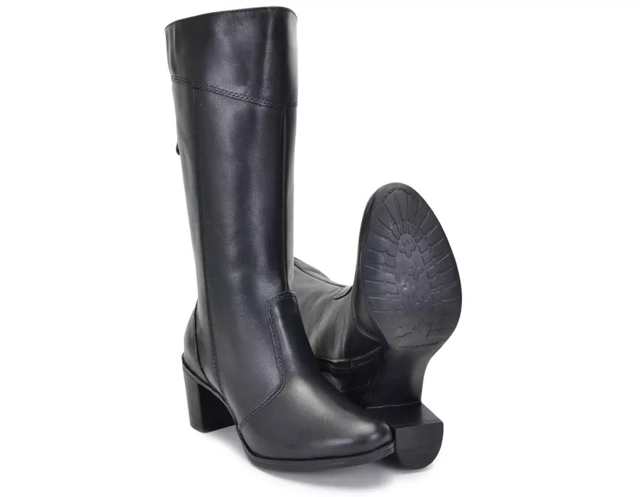 Bota Feminina Cano Médio Salto Grosso Preto