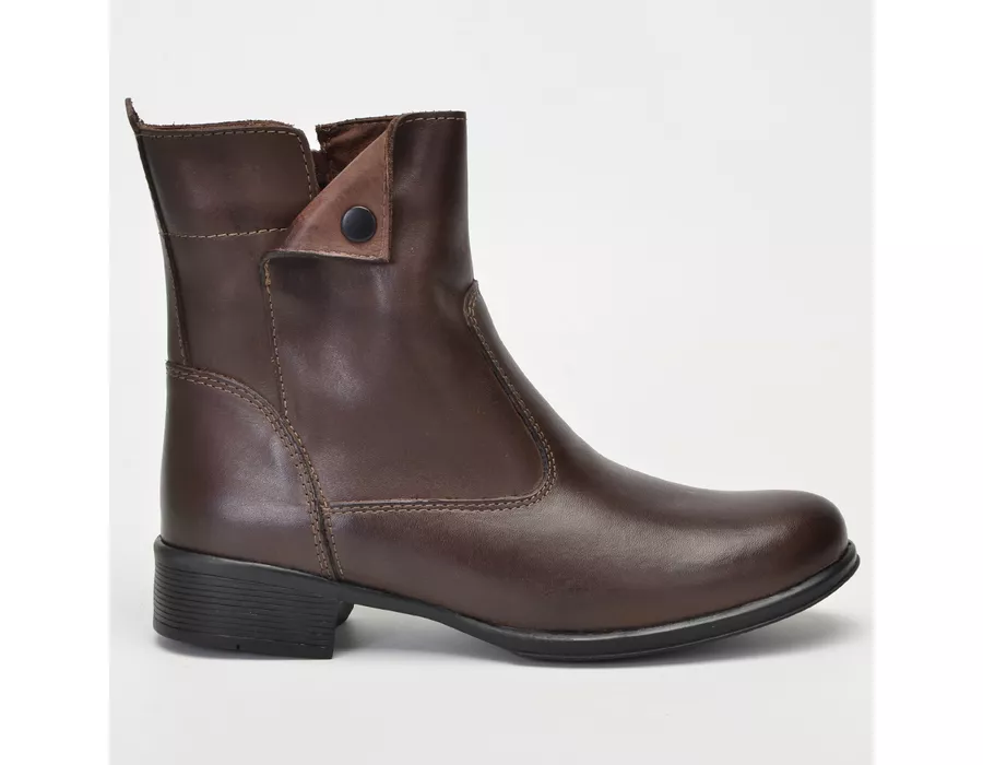 Bota Feminina Couro Bovino Cano Curto Montaria 2150/02 Brown
