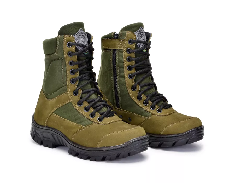 Bota Bmbrasil Em Couro Exercito 1 Ziper 