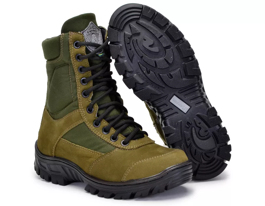 Bota Bmbrasil Em Couro Exercito 1 Ziper 