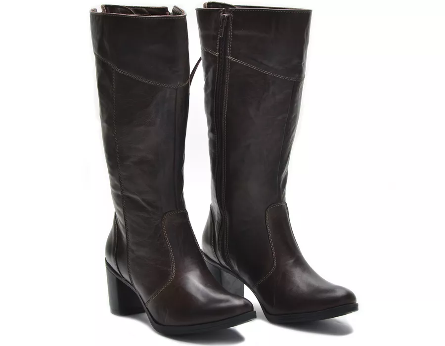 Botas Femininas Cano Médio Salto Grosso Brown