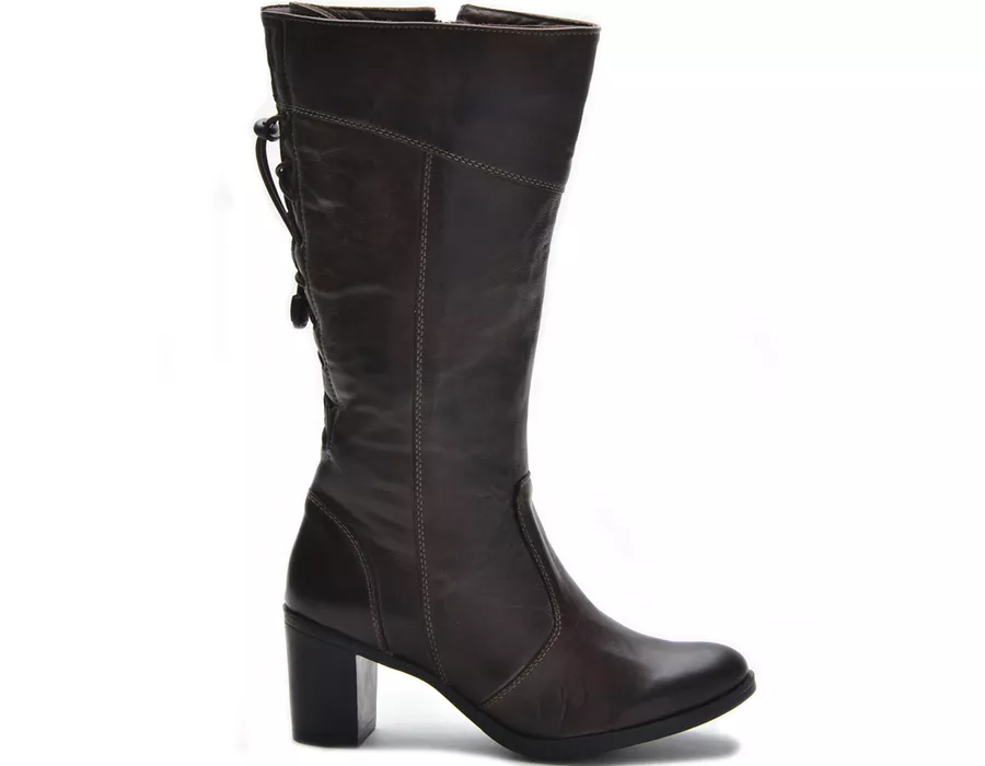 Botas Femininas Cano Médio Salto Grosso Brown