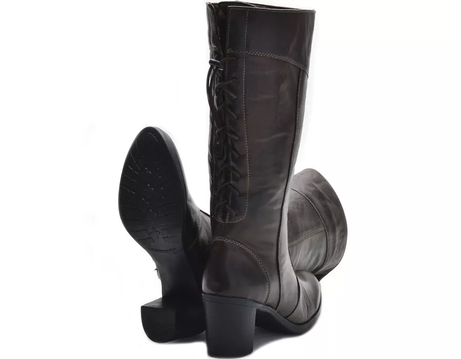 Botas Femininas Cano Médio Salto Grosso Brown
