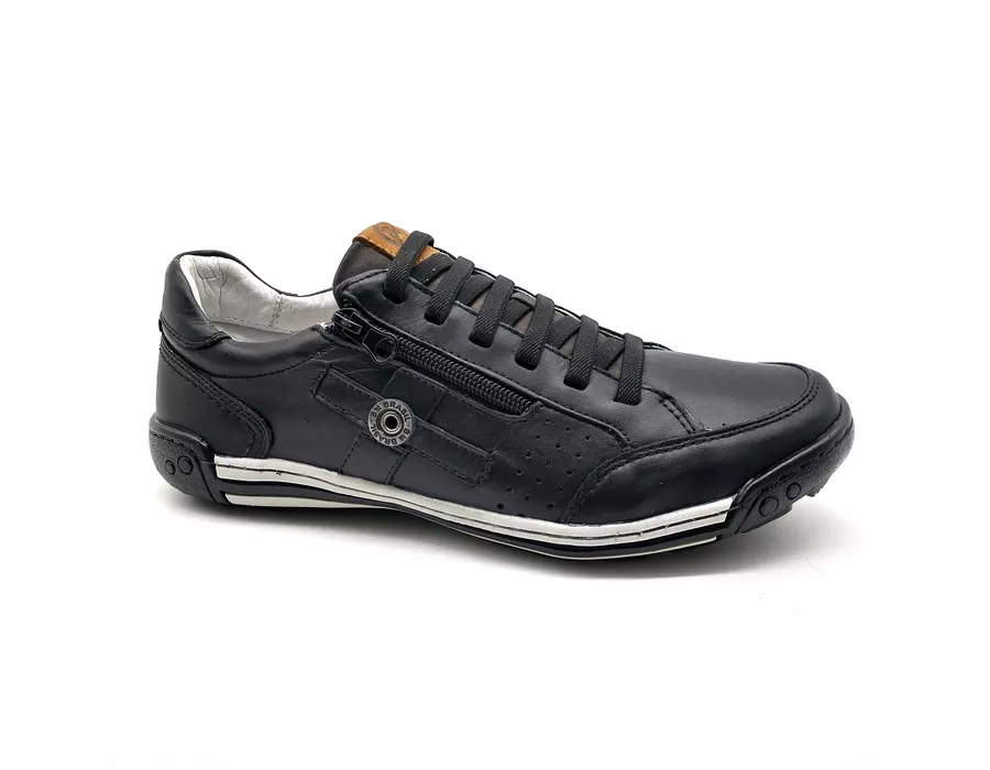 Sapato Masculino Casual Zíper e Elástico Palmilha Ortopédica 148/02 Preto