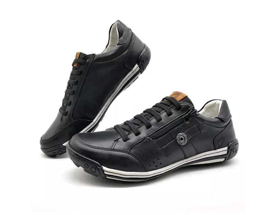 Sapato Masculino Casual Zíper e Elástico Palmilha Ortopédica 148/02 Preto