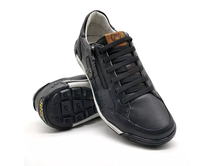 Sapato Masculino Casual Zíper e Elástico Palmilha Ortopédica 148/02 Preto