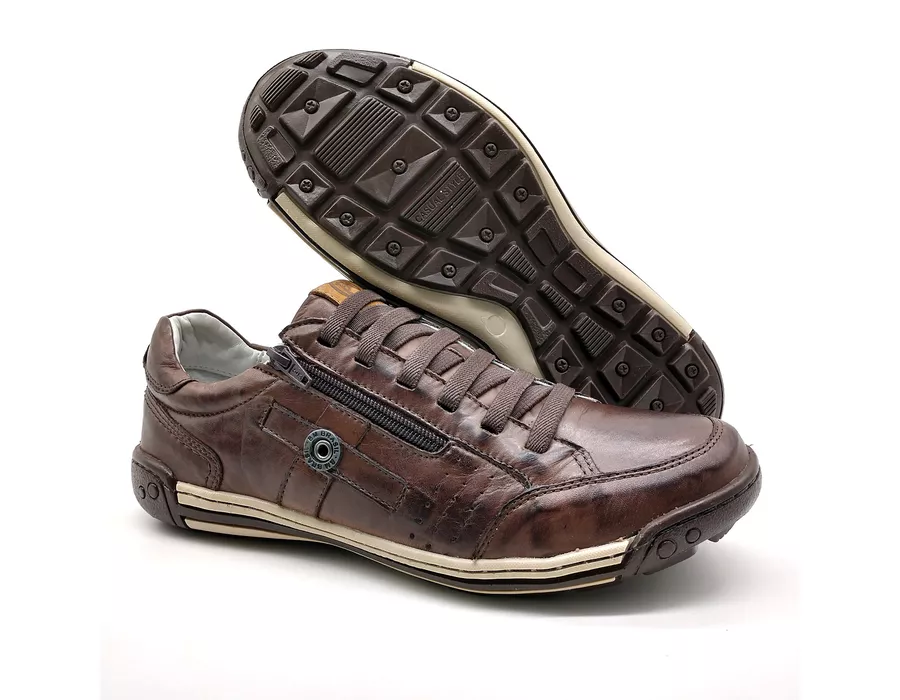 Sapato Masculino Casual Zíper e Elástico Palmilha Ortopédica 148/03 Brown