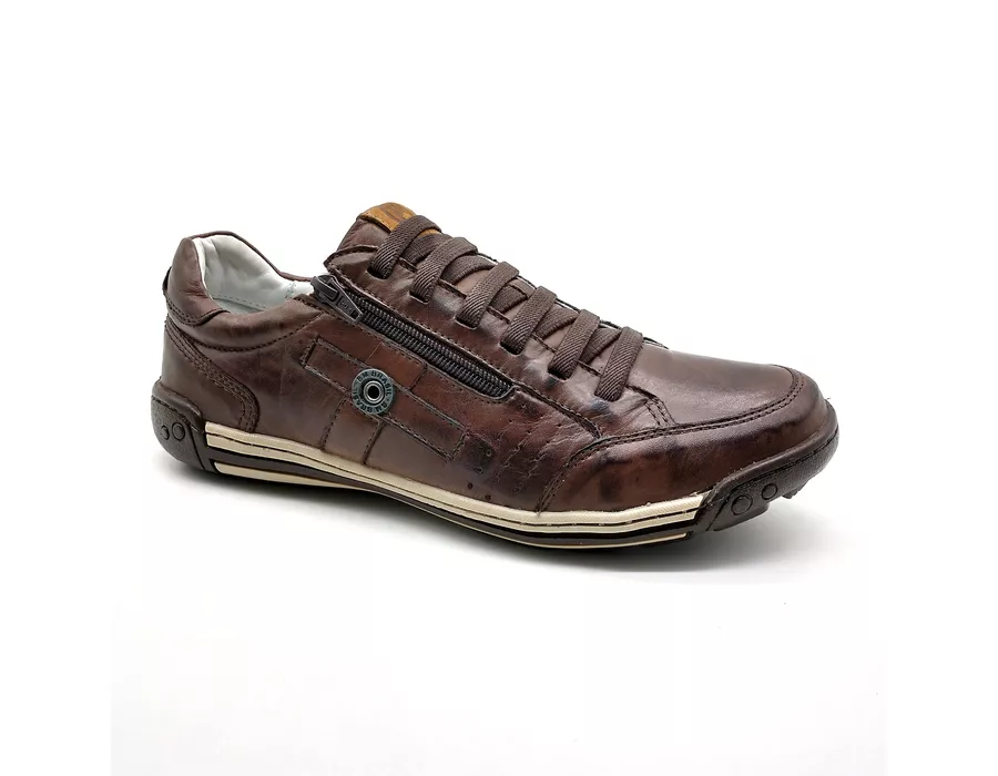 Sapato Masculino Casual Zíper e Elástico Palmilha Ortopédica 148/03 Brown