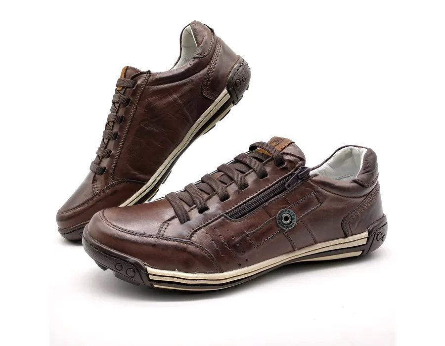 Sapato Masculino Casual Zíper e Elástico Palmilha Ortopédica 148/03 Brown