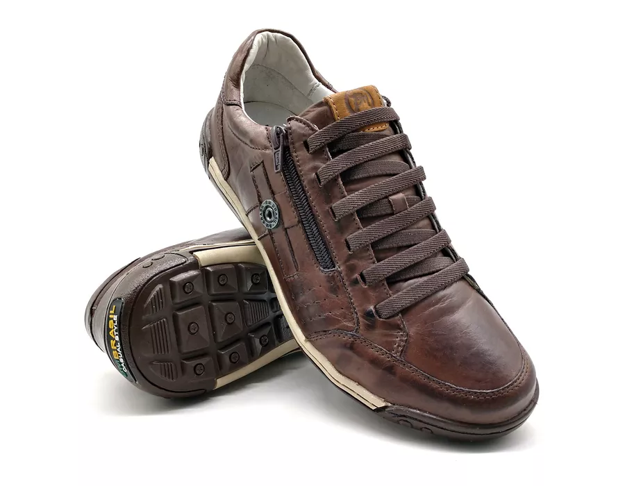 Sapato Masculino Casual Zíper e Elástico Palmilha Ortopédica 148/03 Brown