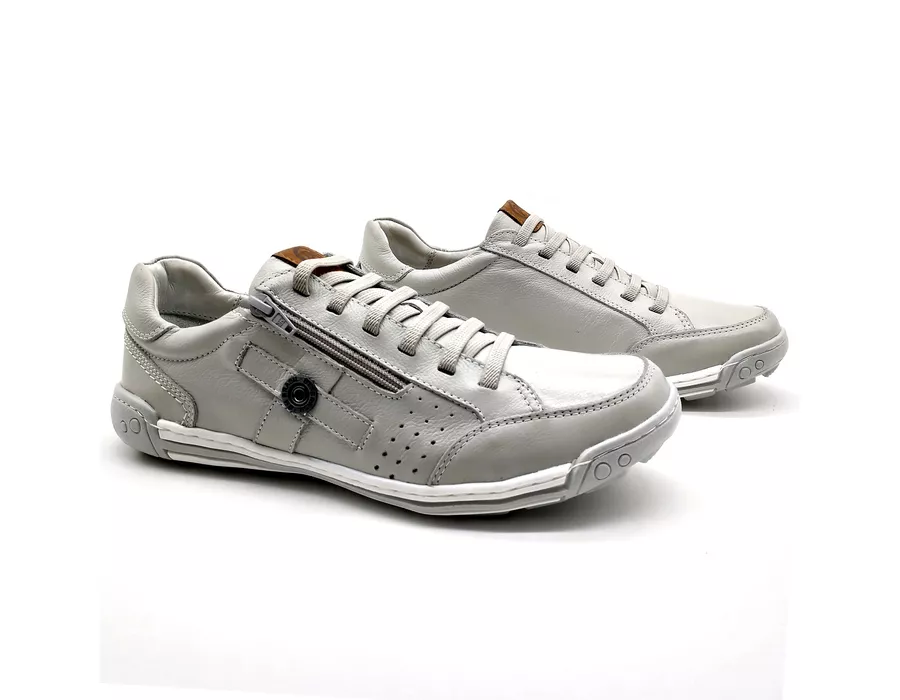 Sapato Masculino Casual Zíper e Elástico Palmilha Ortopédica 148/04 Gelo
