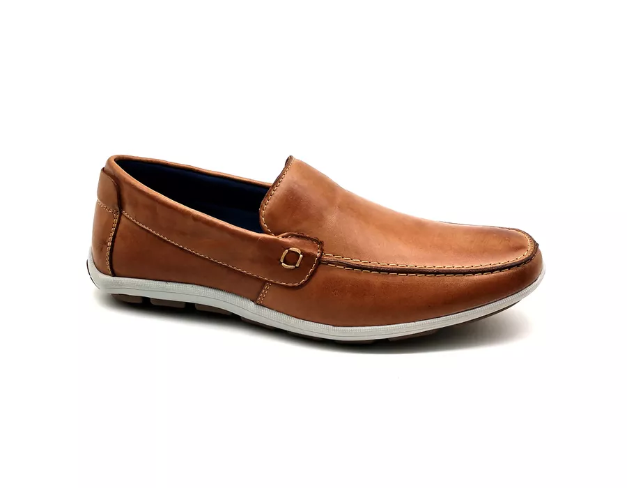 Sapato Masculino Mocassim Sapatilha Sider Couro Bm Brasil 175/09 Bege