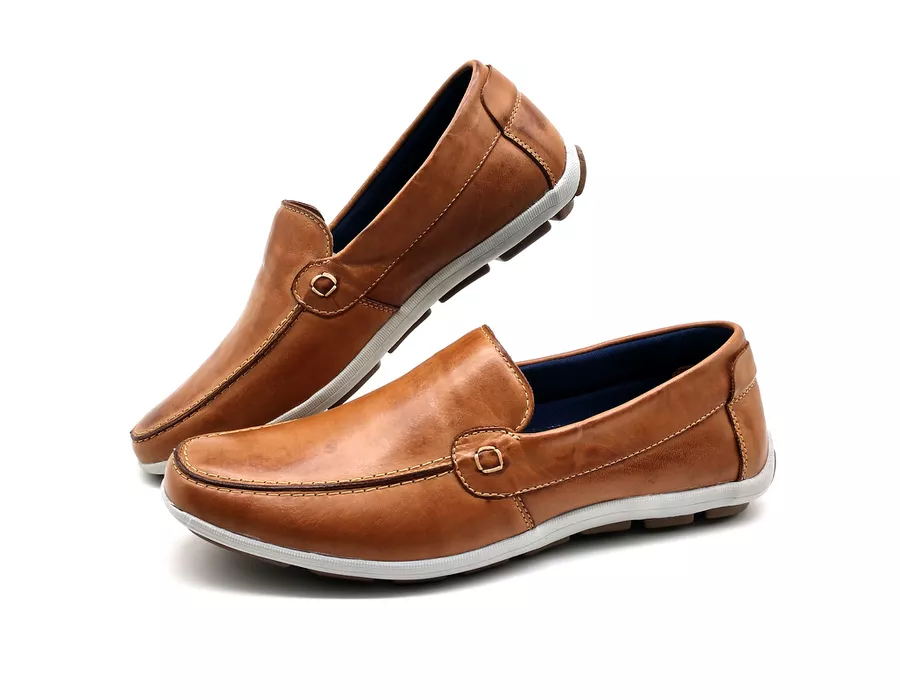 Sapato Masculino Mocassim Sapatilha Sider Couro Bm Brasil 175/09 Bege
