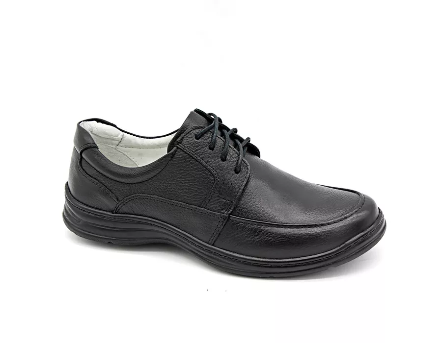 Sapato Confort Plus Bmbrasil De Couro Palmilha Em Gel Extra Leve 2712/01 Preto