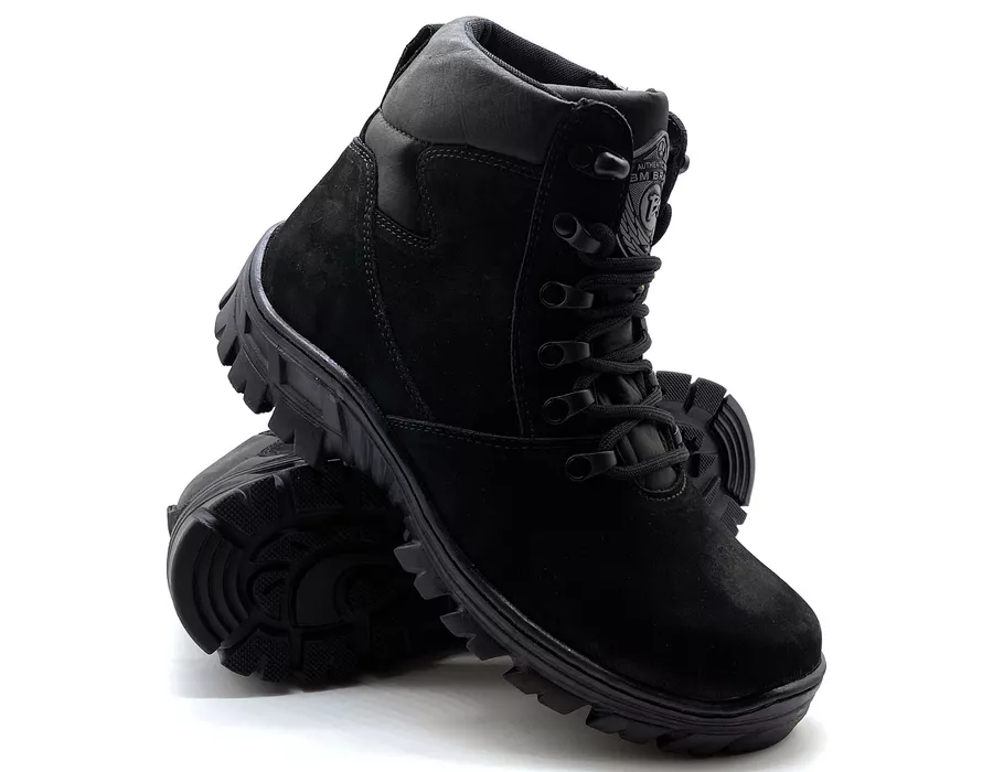 Coturno Militar Bota Borzeguim Cano Baixo 5185/03 Nobuck Preto