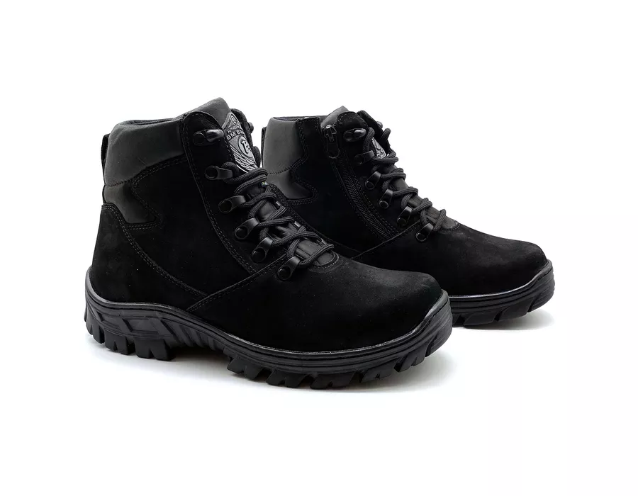 Coturno Militar Bota Borzeguim Cano Baixo 5185/03 Nobuck Preto
