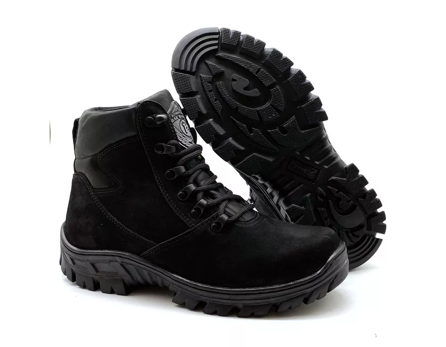 Coturno Militar Bota Borzeguim Cano Baixo 5185/03 Nobuck Preto