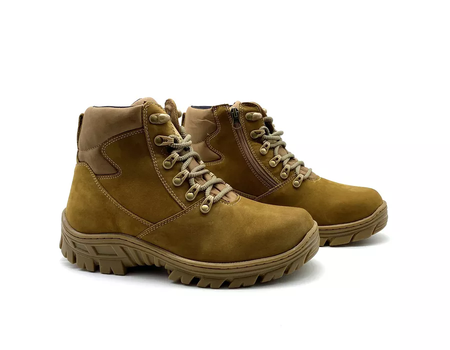 Coturno Militar Bota Borzeguim Cano Baixo 5185/04 Nobuck Palha