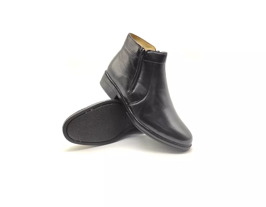 Botina Masculina Preta Couro Pelica Zíper 577