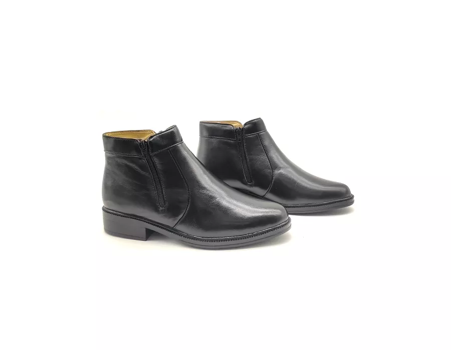Botina Masculina Preta Couro Pelica Zíper 577