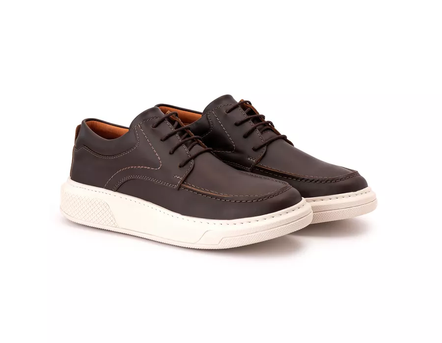 Sapato Comfort Ranster Masculino em Couro Rústico Café | Ranster Comfort