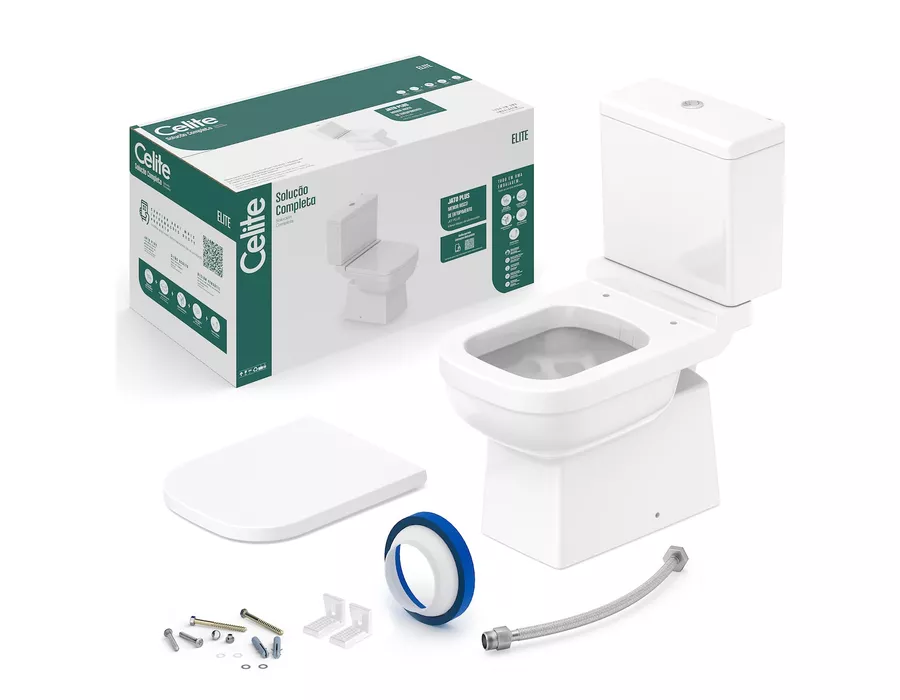 Kit Bacia Caixa Acoplada Elite Branco Celite 1747230010300 - Loja Gomes