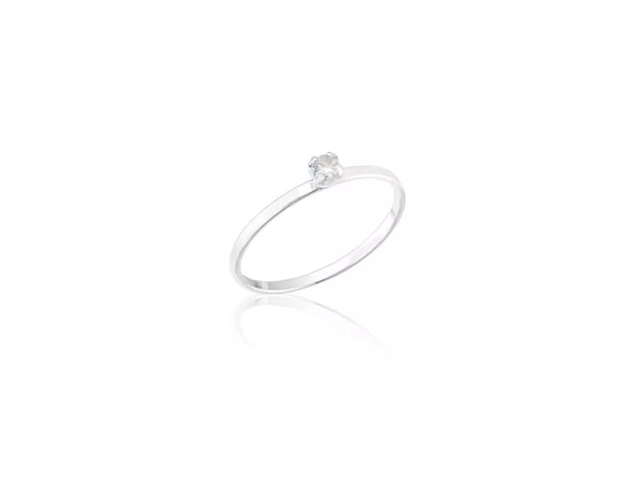 Anel Solitario Cristal Fino Prata 925 - 5001 - MEDALS STORE