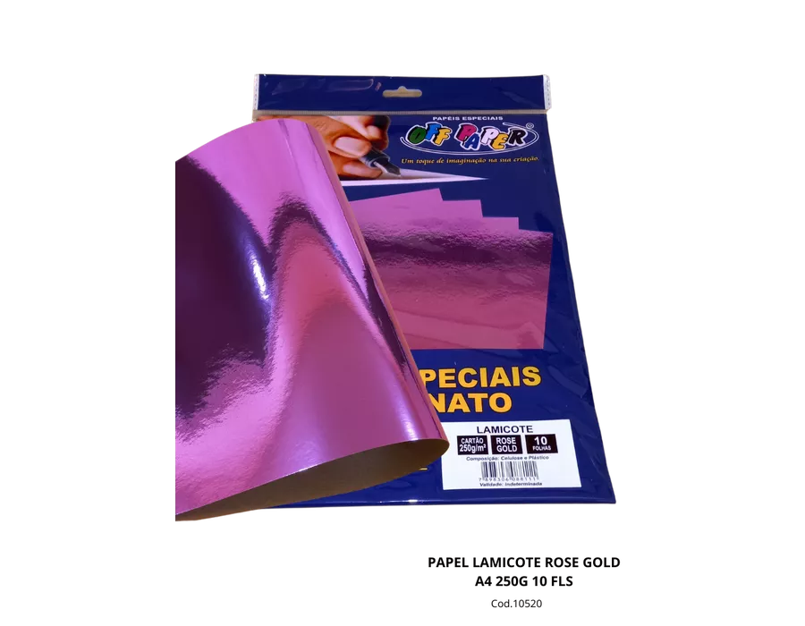 Papel Lamicote Rose Gold A4 250g 10 Fls | PARÁ SUPRIMENTOS