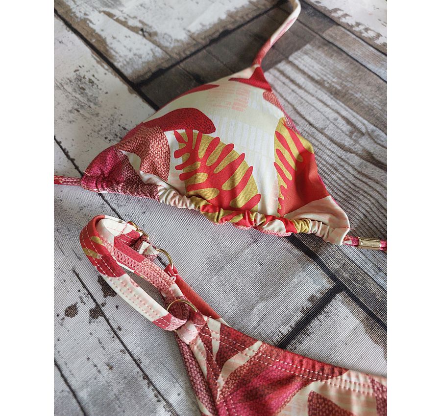 Biquini Fio Duplo Floral Laranja ref es 436