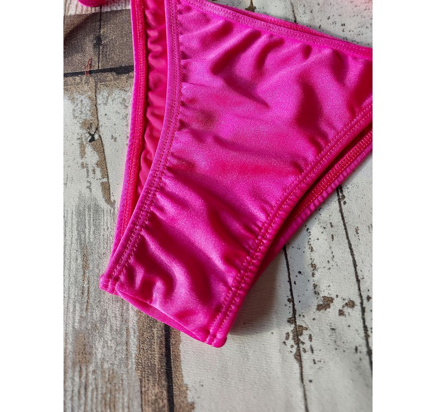 Biquini Cortininha Lacinho Pink Brilho ref bs 473