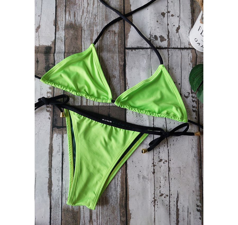 Biquini Cortininha Lacinho Verde Neon ref bs 476