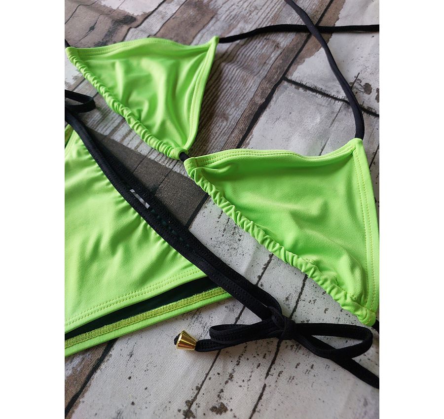 Biquini Cortininha Lacinho Verde Neon ref bs 476