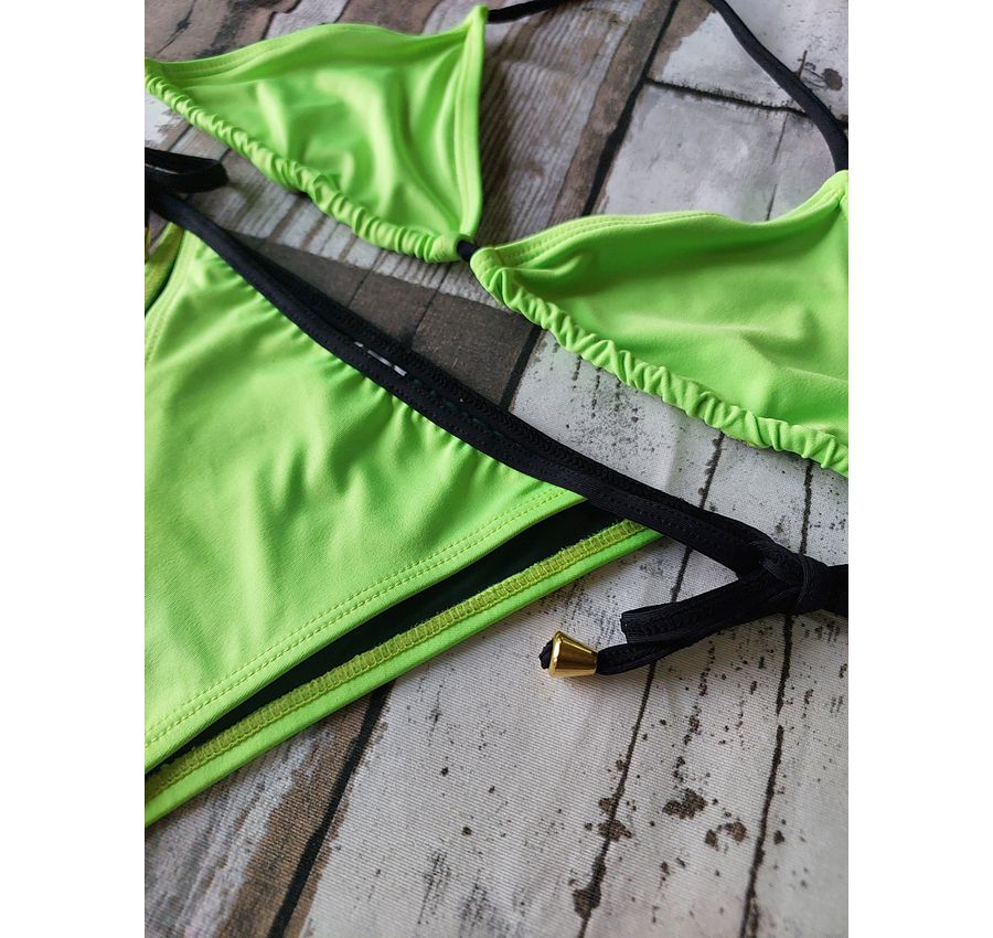 Biquini Cortininha Lacinho Verde Neon ref bs 476
