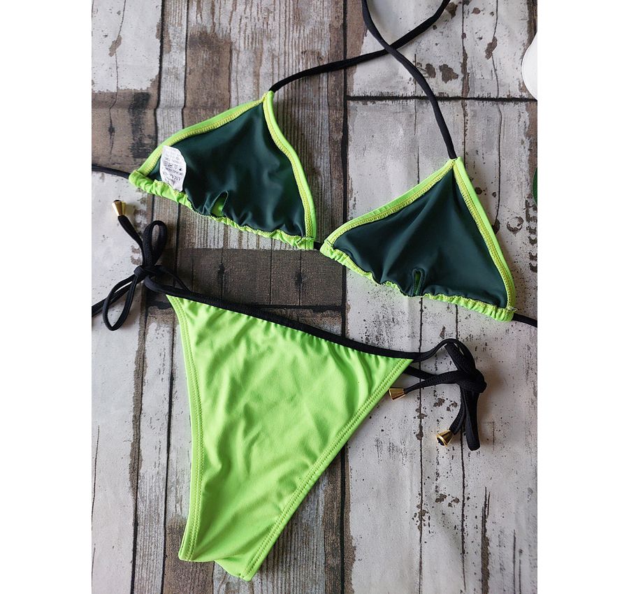 Biquini Cortininha Lacinho Verde Neon ref bs 476