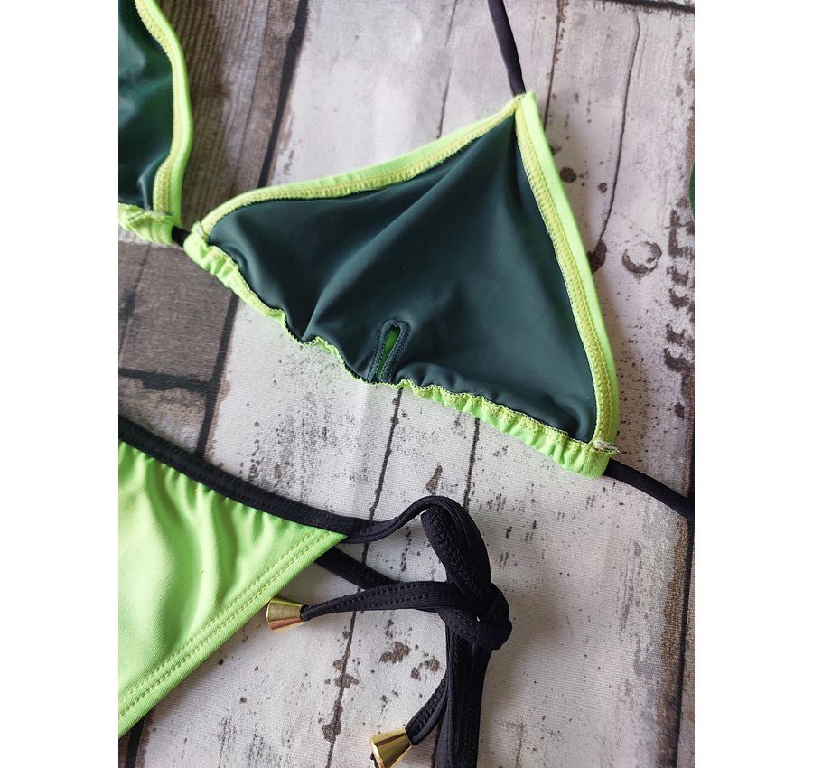 Biquini Cortininha Lacinho Verde Neon ref bs 476