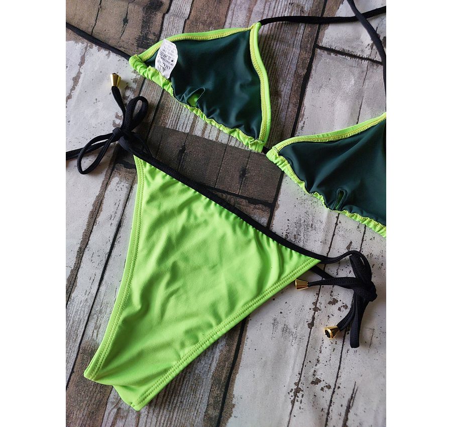 Biquini Cortininha Lacinho Verde Neon ref bs 476