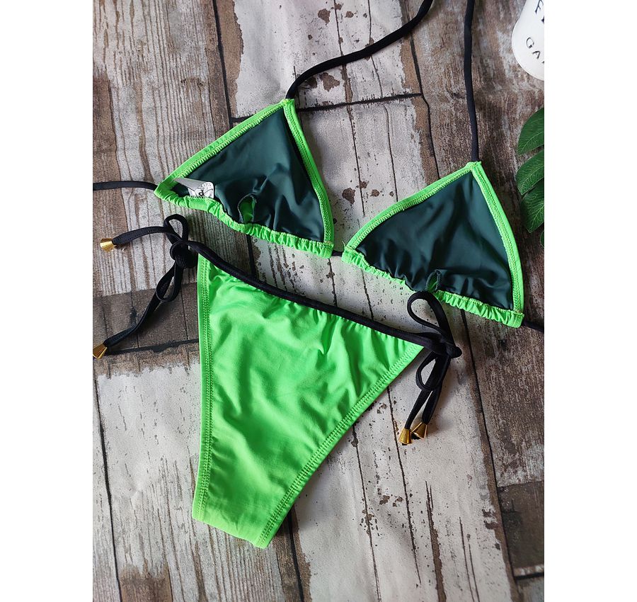 Biquini Cortininha Lacinho Verde ref bs 477