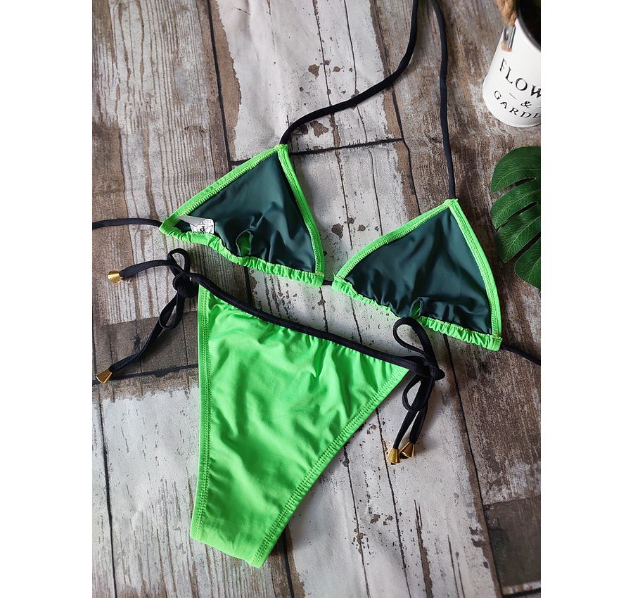 Biquini Cortininha Lacinho Verde ref bs 477